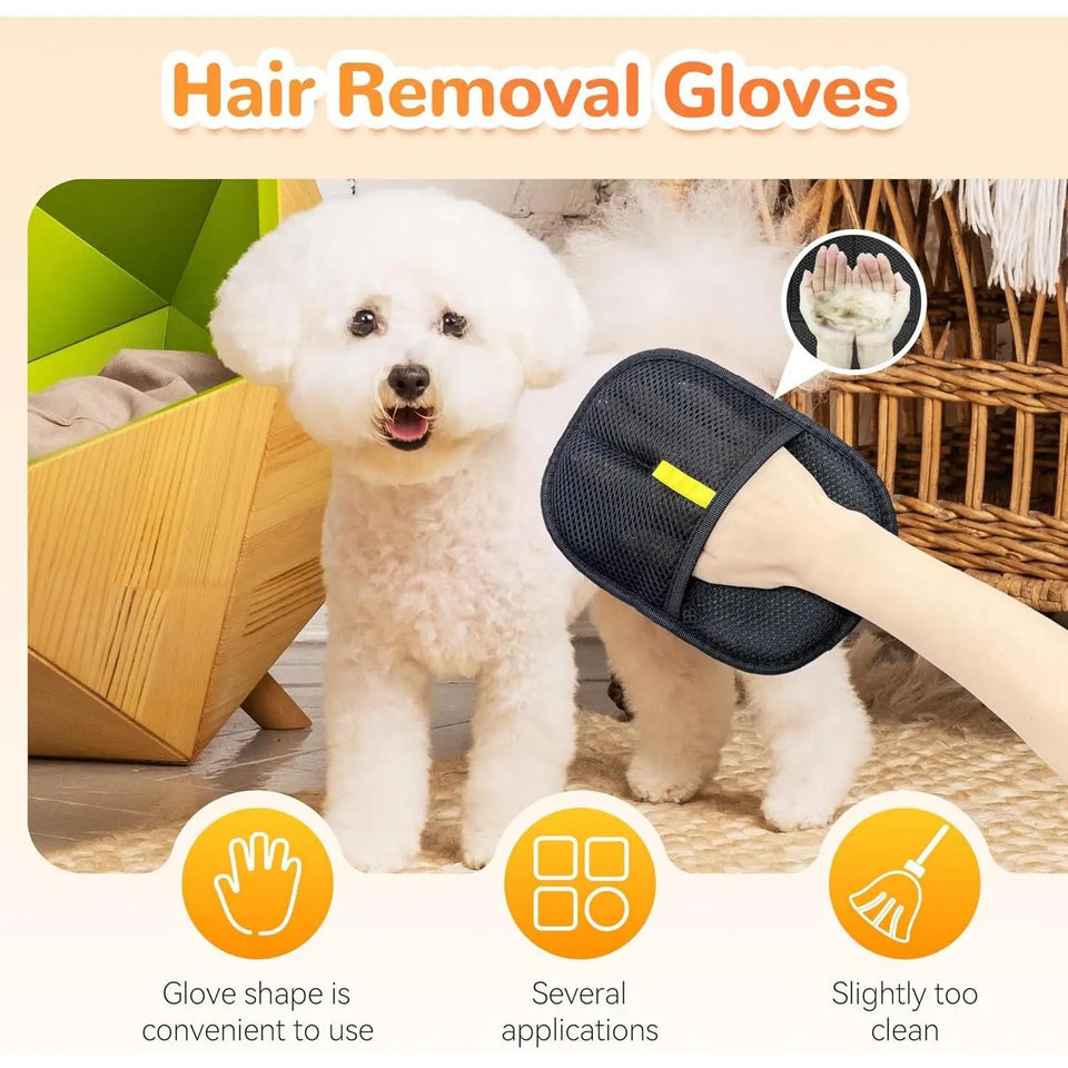 Pet Hair Removal Grooming Gloves – Easy Fur Cleaner for Home