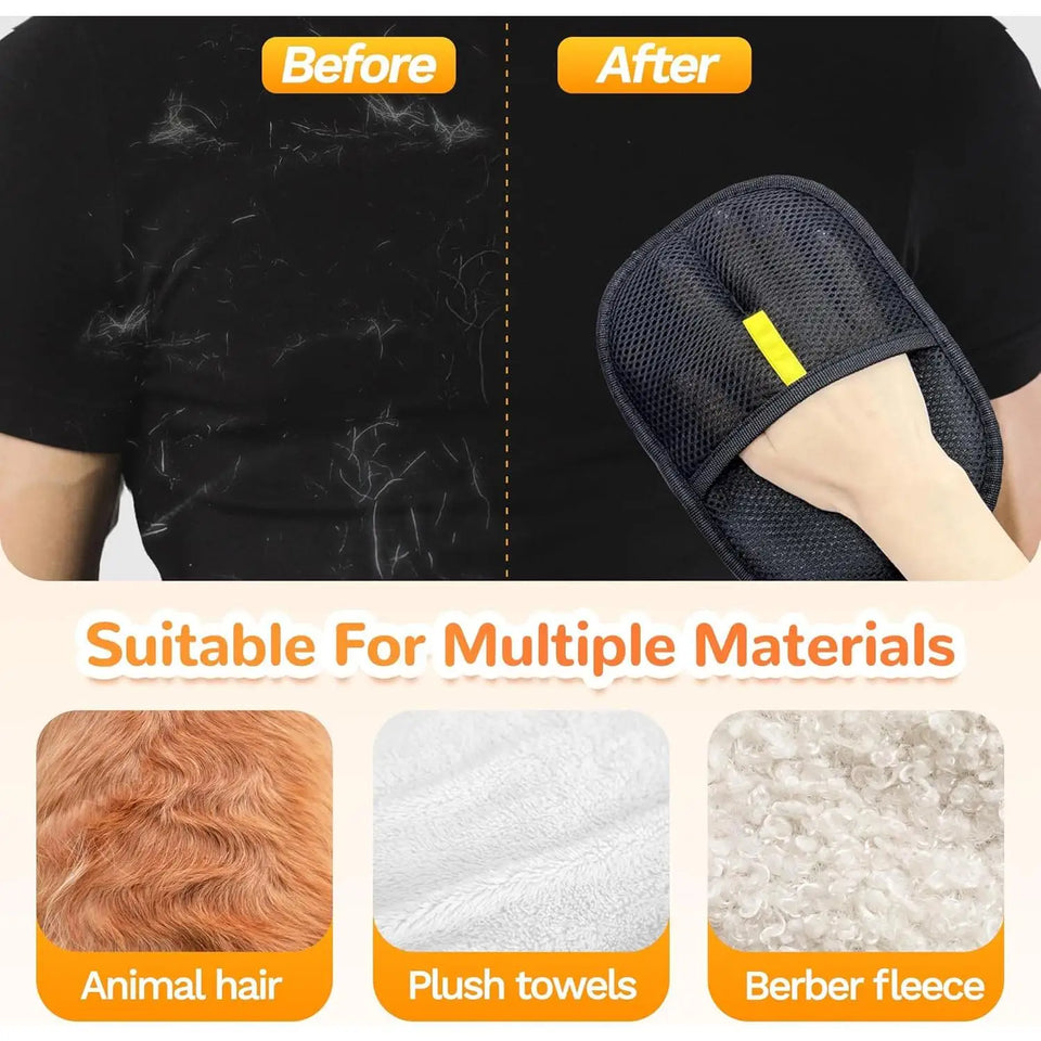 Pet Hair Removal Grooming Gloves – Easy Fur Cleaner for Home