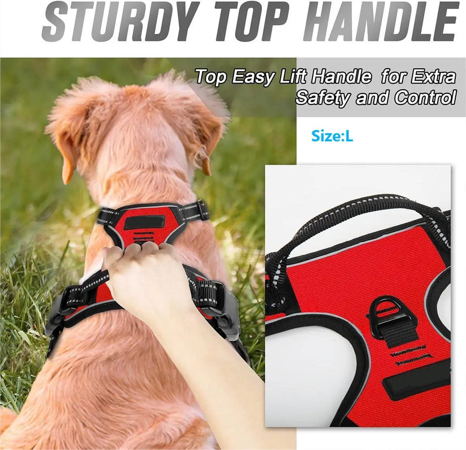No Pull Dog Harness – Reflective Front Clip & Handle for Large Dogs
