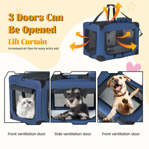 PawFuzzy EliteField 32” Soft Dog Crate, Portable 3-Door Pet Carrier