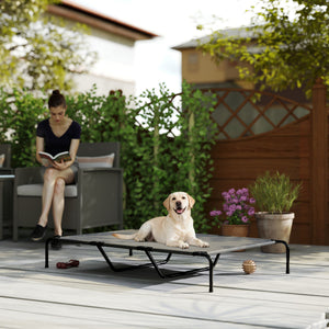 Veehoo cooling elevated dog bed for large dogs 60 inch gray breathable mesh cot